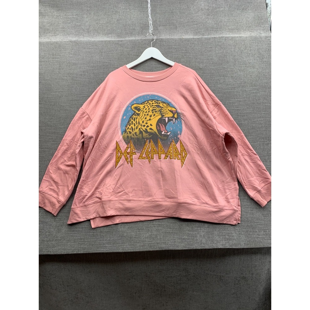 Terra & Sky Def Leppard Sweatshirt Womens 2X 20W-22W Pink Graphic Pullover